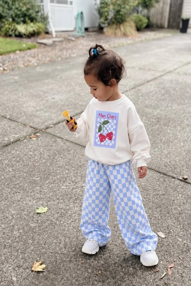 Children's Unisex Cherry Printed 100% Cotton Top and Bottom Set