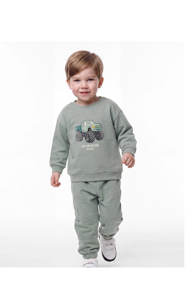 Lcw Baby Green Baby Boy Printed Tracksuit Set