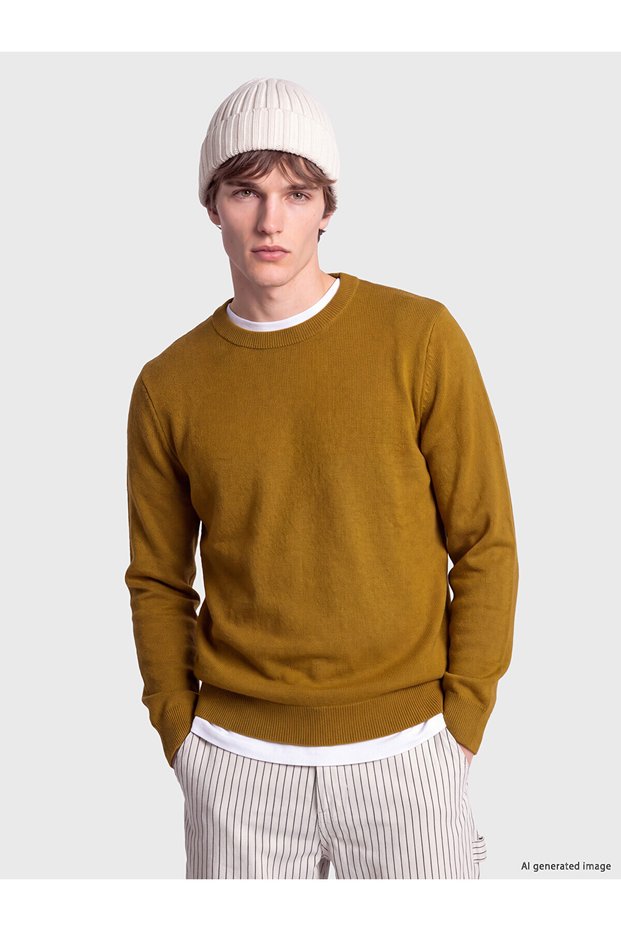Peak New Season Yellow Crew Neck Men's Knitwear Sweater