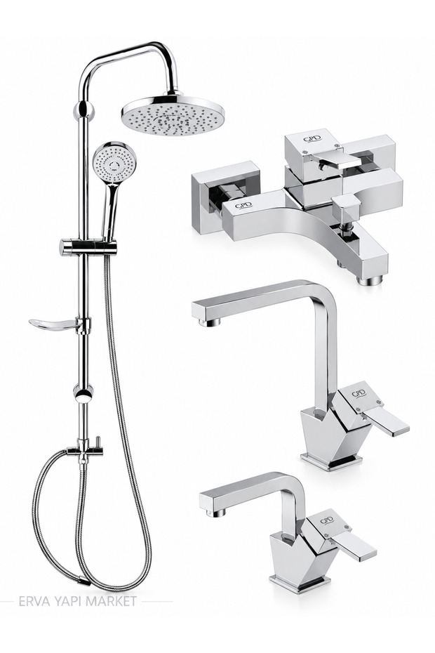 Tulio Bathroom Faucet Swan Lavatory Kitchen Sink Faucet Dst19-2 Rain Shower System Set of 4 Chrome