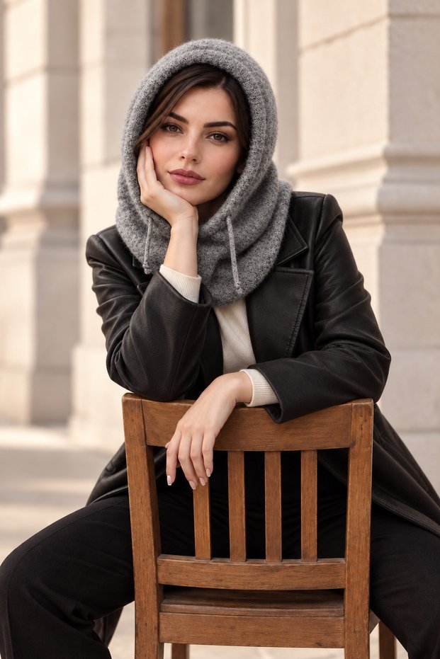 Women's Soft Balaclava Knitwear Hat Neck Warmer Winter Beanie