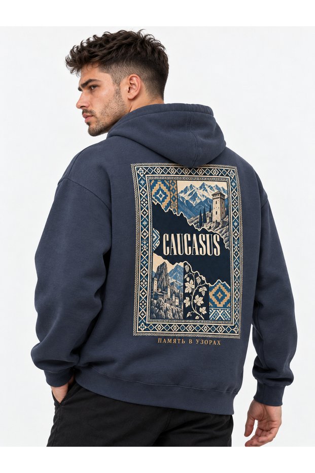 Vekwear Caucasus – Russian Written Caucasian Heritage Oversize Hoodie | 3 Threaded Yarns Unisex