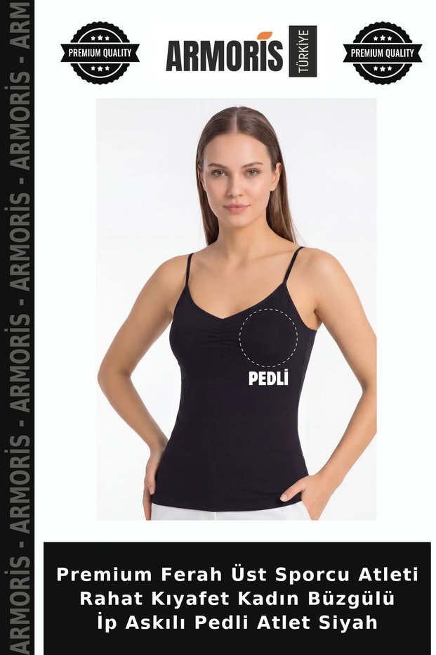 Premium Fresh Top Athlete's Undershirt Comfortable Clothing Women's Drawstring Strap Padded Undershirt Black
