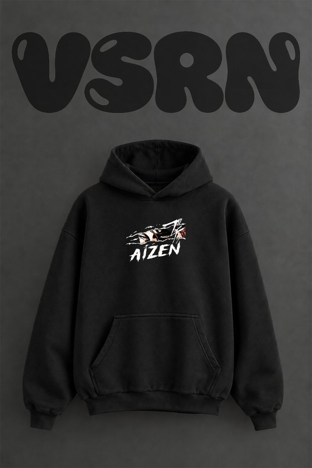 Aizen Design Pre-Printed Oversize Black Hooded Sweatshirt