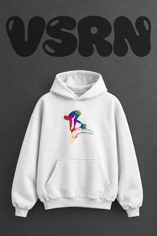Swimmer Start Design Pre-Printed Oversize White Hooded Sweatshirt