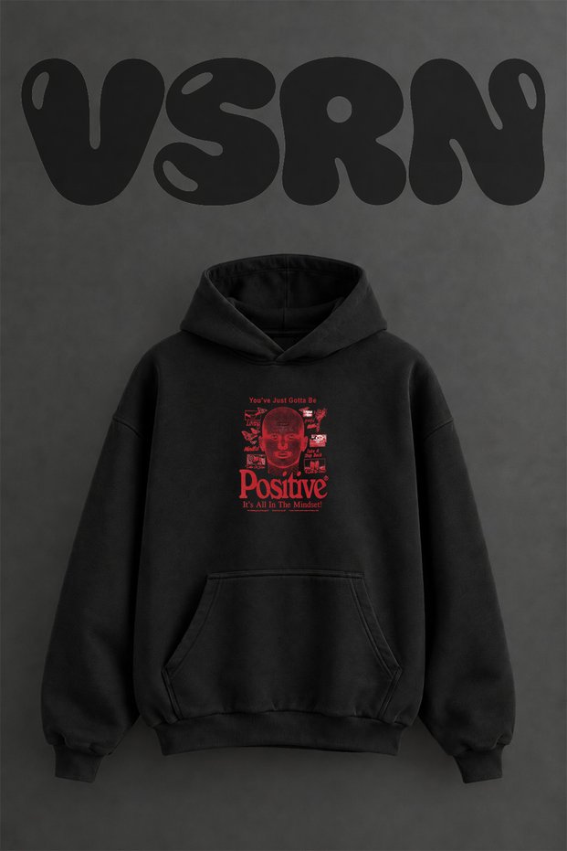 Mindset Wireframe Design Pre-Printed Oversize Black Hooded Sweatshirt