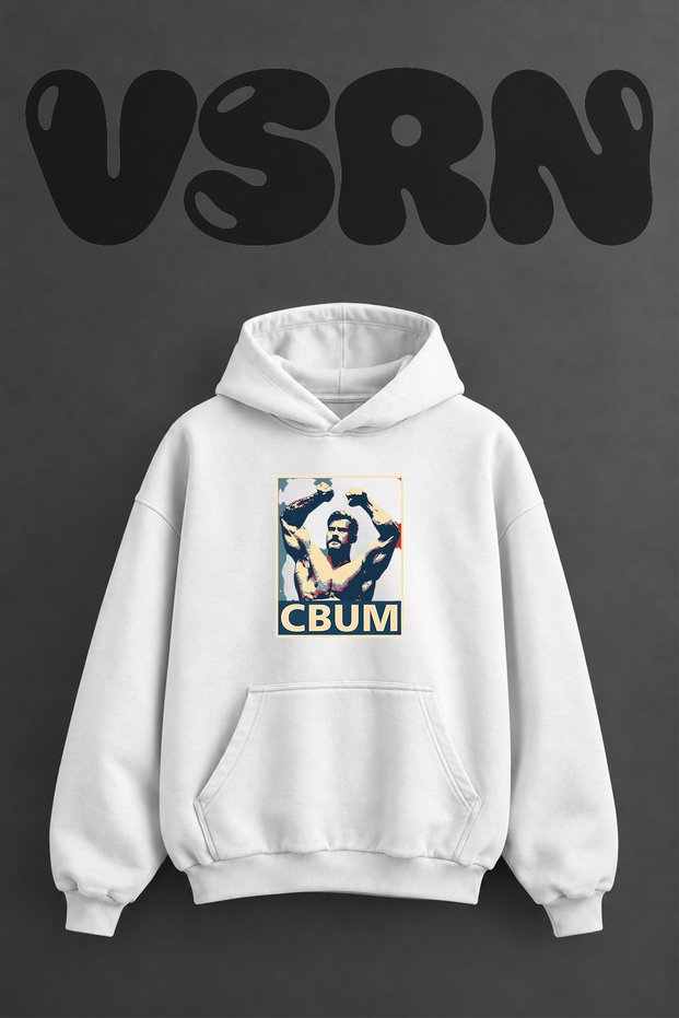 Cbum Design Pre-Printed Oversize White Hooded Sweatshirt