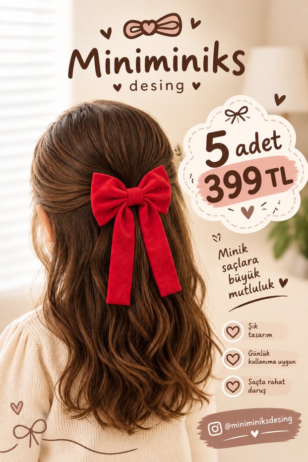 Red Bow Buckle 5 Pieces