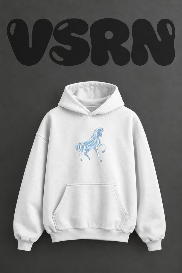 Nokk at Tasarım Pre-Printed Oversize White Hooded Sweatshirt