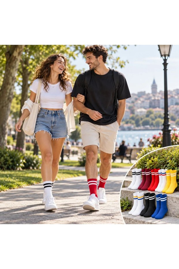 Unisex Colorful Socks Striped Set of 8 Long Socks Daily Sports College Style Comfortable Stylish Women's Men's Socks