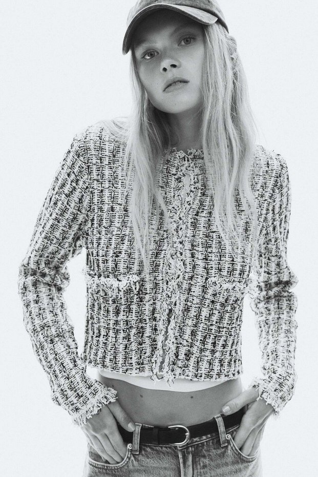Bouclé-knit cardigan