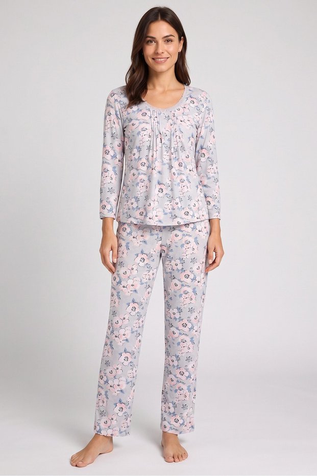Women 2 Pieces Floral Print Top And Bottom Sleepwear, Multicolor