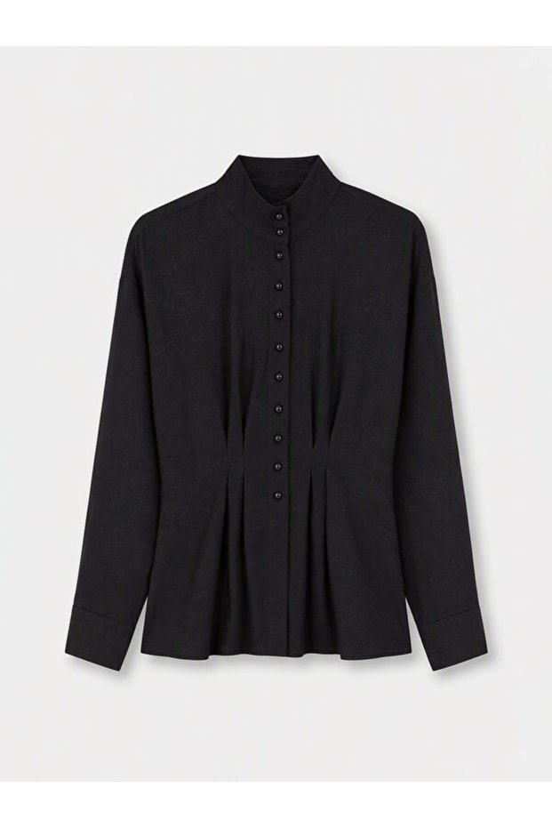 Uzg Store's Women's Shirt with Embroidered High Collar for Style Enthusiasts