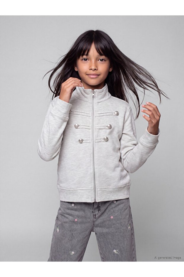 Esvab • Modern & Distinctive Stand Collar Girls' Zippered Sweatshirt