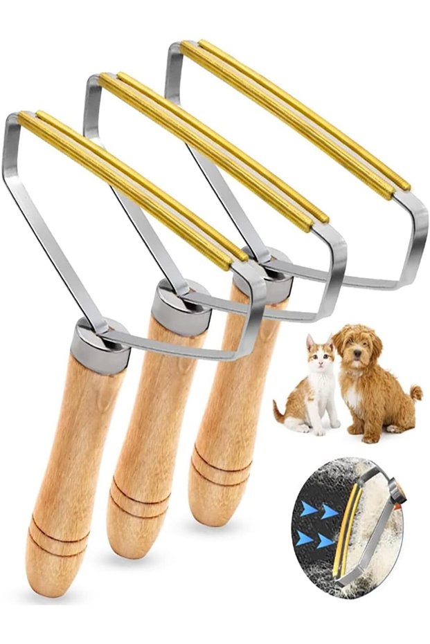 3 Pack Portable Pet Hair and Lint Remover Set,Reusable Copper and Silicone Lint Rollers for Clothes,Carpets,and Furniture