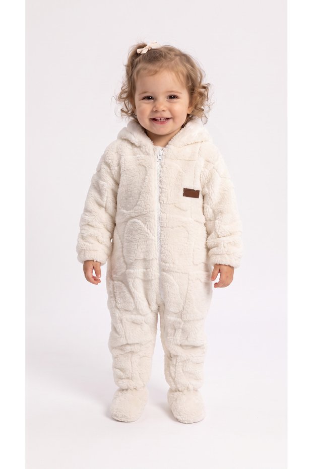 Embossed Teddy Bear Patterned Baby Girl Jumpsuit