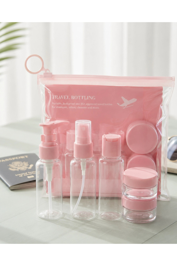 5-Piece Transparent Travel Cosmetic Bottle Set – 30 ml Refillable Container and Carrying Bag