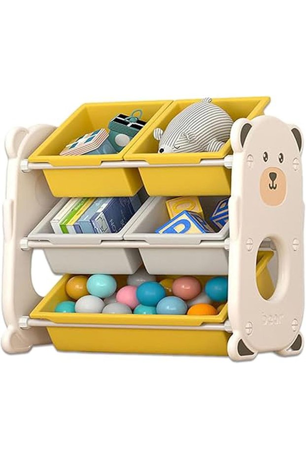 Kids Toy Storage Organizer Rack with 5 Bins,Playroom Organization Cabinet for Living Room and Bedroom