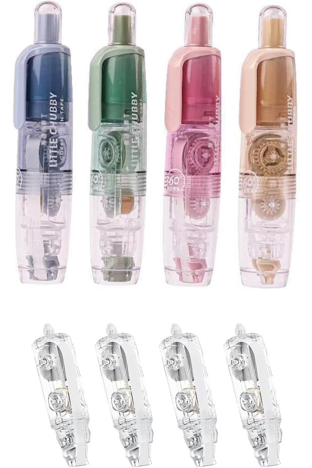 Retractable Correction Tape Set with 4 Refills,6mm Wide White Out Pen,4 Colors