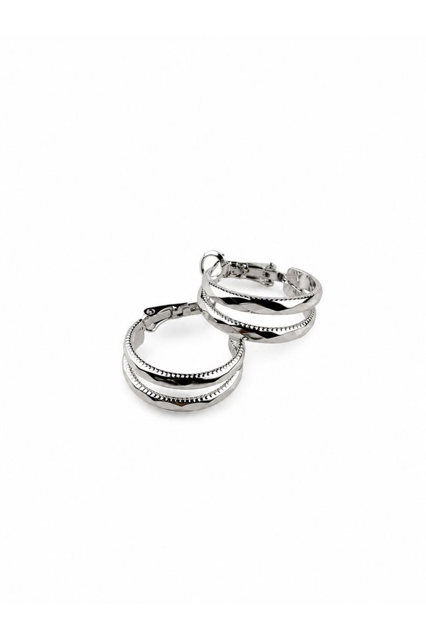 Layered Formed Silver Hoop Earrings