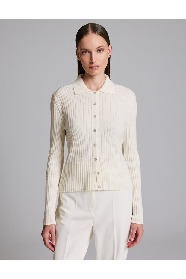 Ecru Slim Fit Knitwear Cardigan 50331399-Vr019