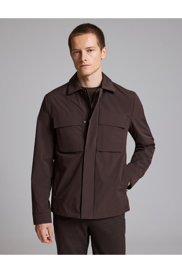 Dark Brown Shirt Collar Pocket Detailed Coat 50330206-Vr084