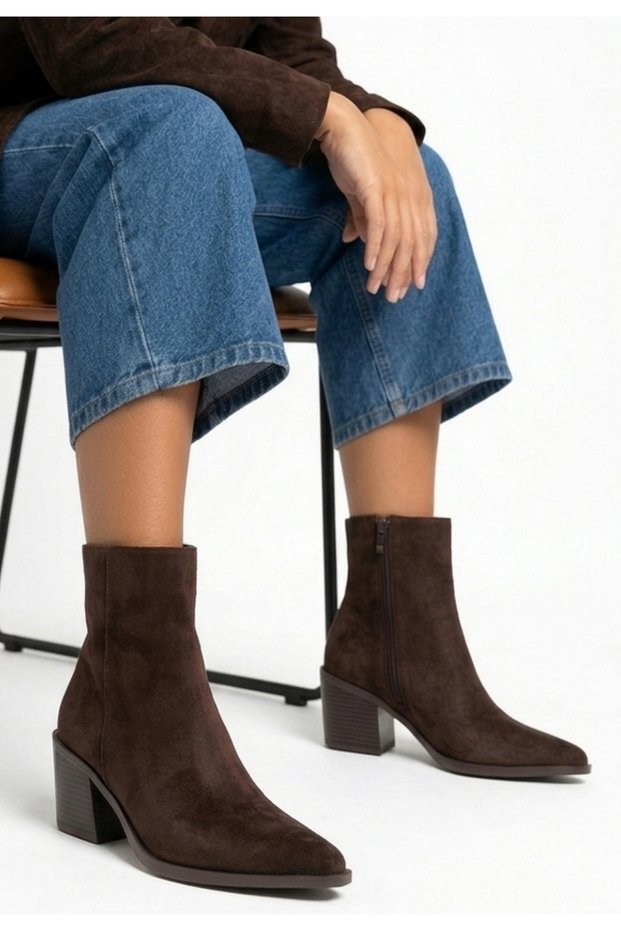 Vaka Brown Suede Heeled Boots