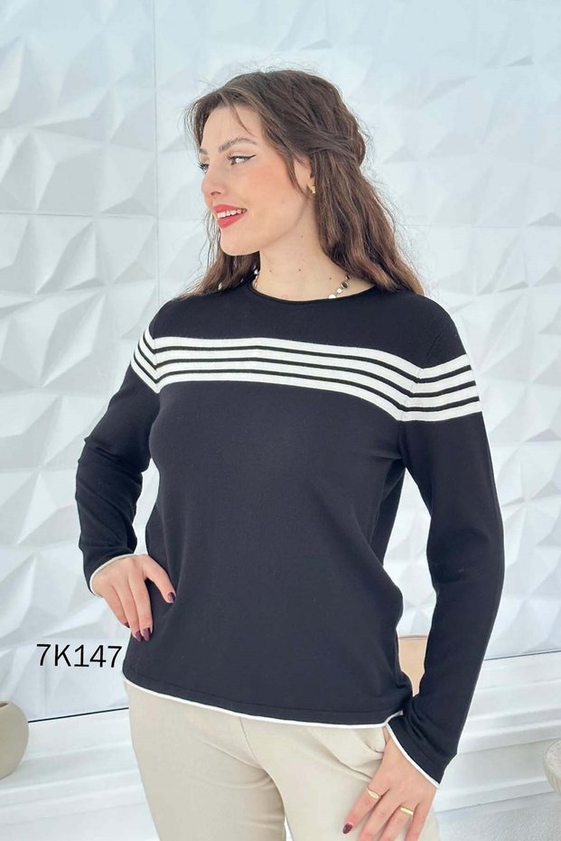 Striped Knitwear Blouse 7K147