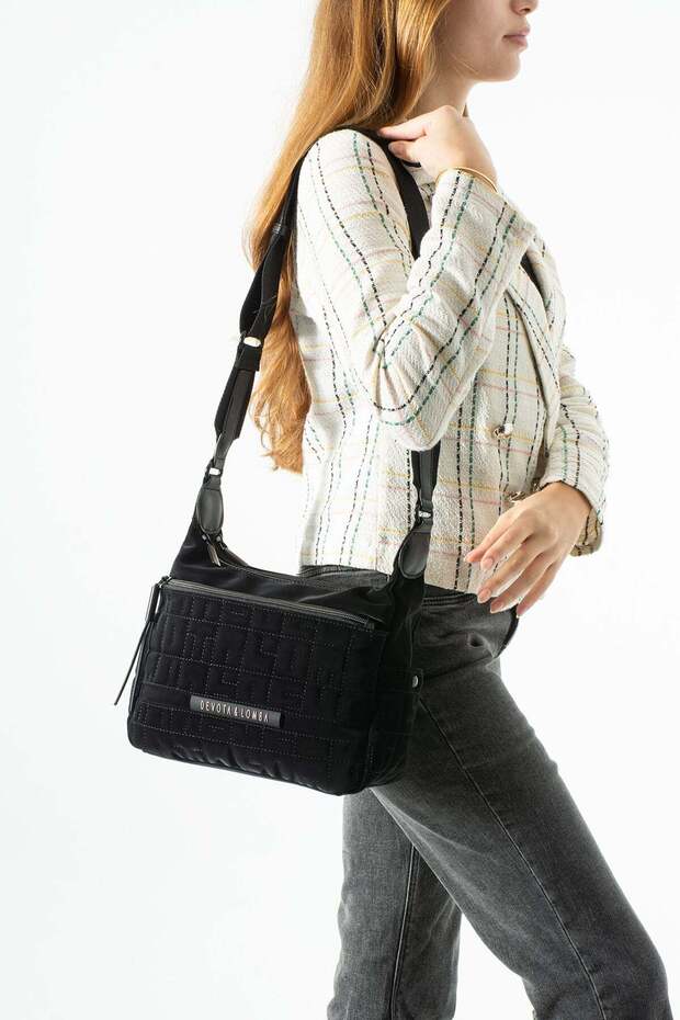 Soft Touch Premium Gummy Fabric, Women's Shoulder Bag - Black Model: (D&L-14-20D)