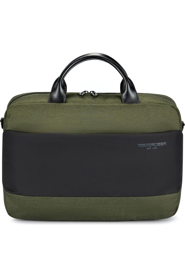 Casual Laptop Bag for 15.6-Inch Laptop, Waterproof Polyester & Microfiber Leather Work Bag with Front Zip Pockets, Adjustable Shoulder Strap & Trolley Strap, 2-Year