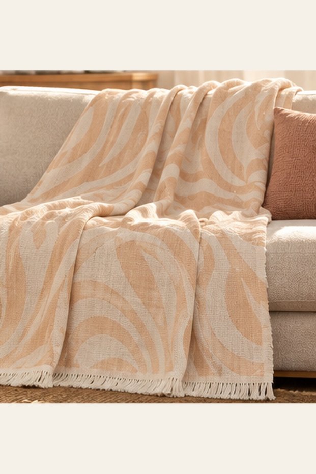 Lasso 100% Cotton Jacquard Throw & Blanket - Sofa Shawl 145X210Cm