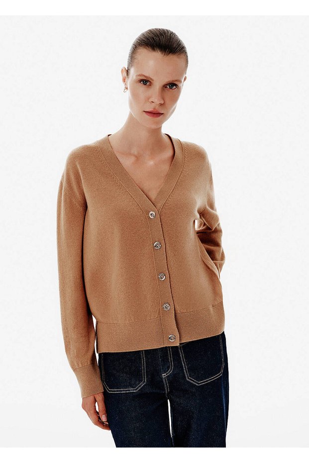 Relax Fit Brown Knitwear Cardigan