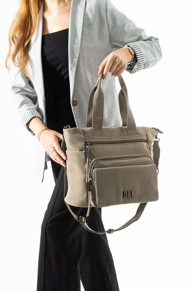 Soft Touch Premium Gummy Fabric, Women's Shoulder Bag - Mink Model: (D&L-14-19G)