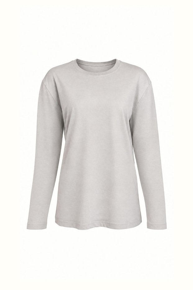 Crew Neck Smoke Gray Relax Basic Tshirt