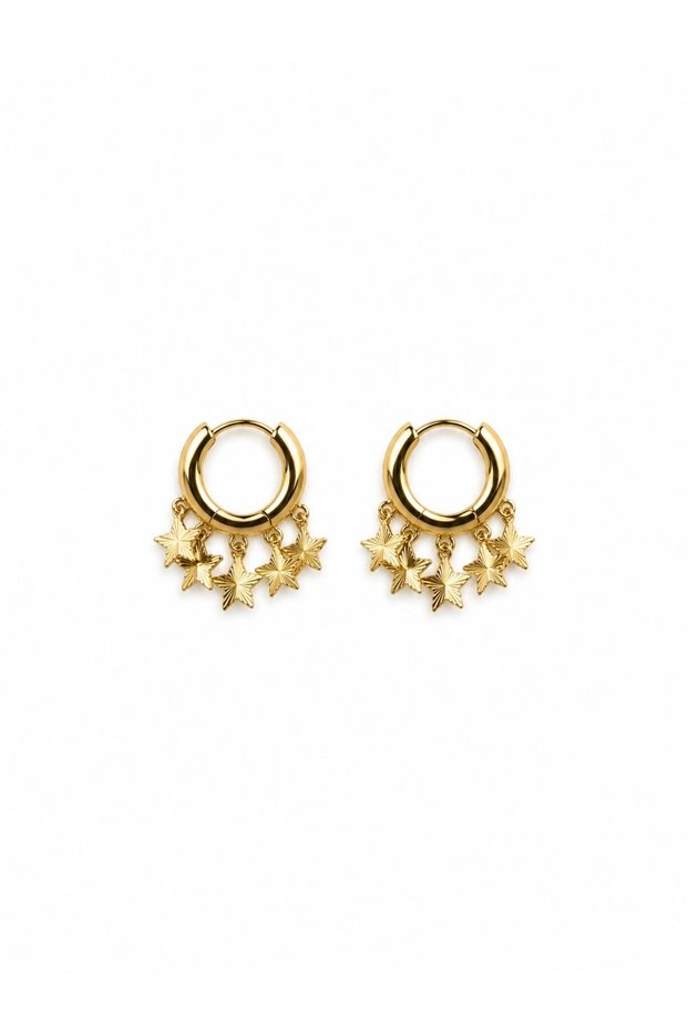 Star Row Gold Hoop Earrings
