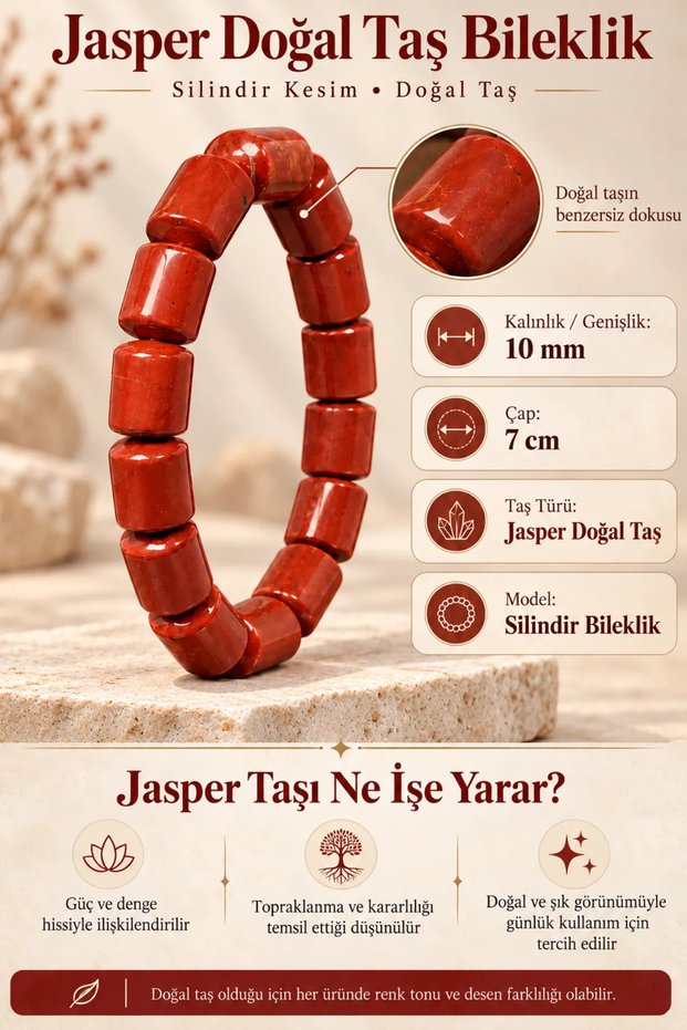 Women's Natural Stone Bracelet Cylinder Model Jasper Natural Stone Bracelet