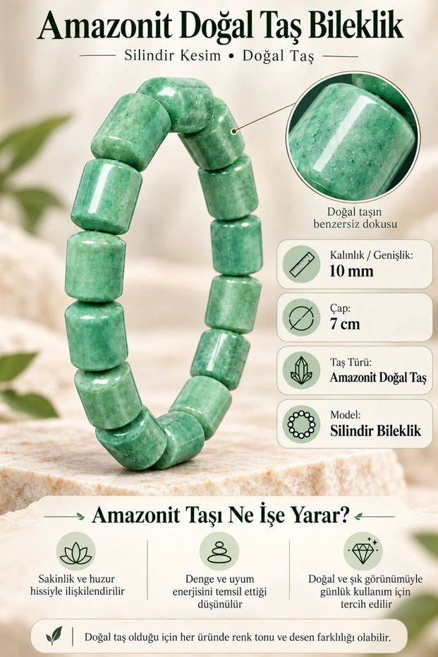 Women's Natural Stone Bracelet Cylinder Model Amazonite Natural Stone Bracelet