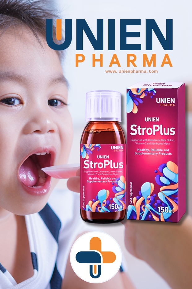 Unien Stroplus 150 ml Syrup / Colostrum Beta Glucan Food Supplement Containing Zinc, Selenium and Vitamins