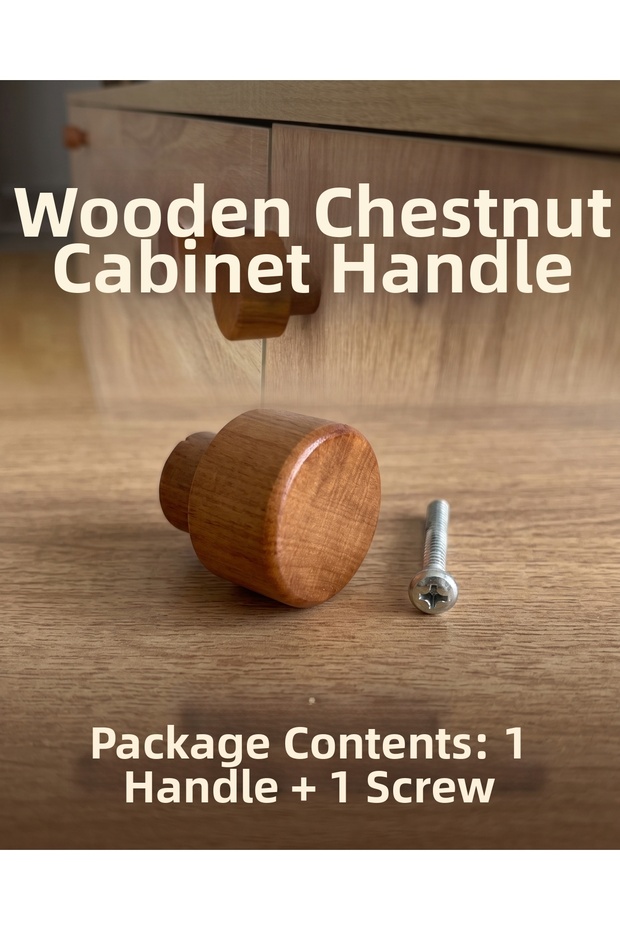 Decorative Natural Wood Round Cabinet / Children - Baby / Furniture Handle Chestnut - 1 Piece