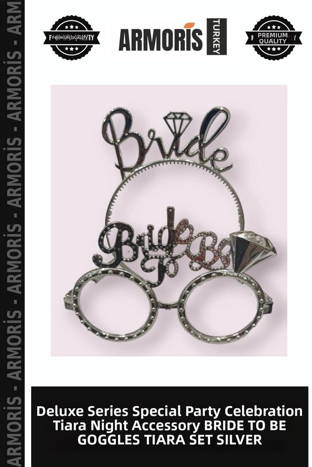 Delux Series Special Party Celebration Crown Night Accessory Bride to Be Glasses Crown Set Silver