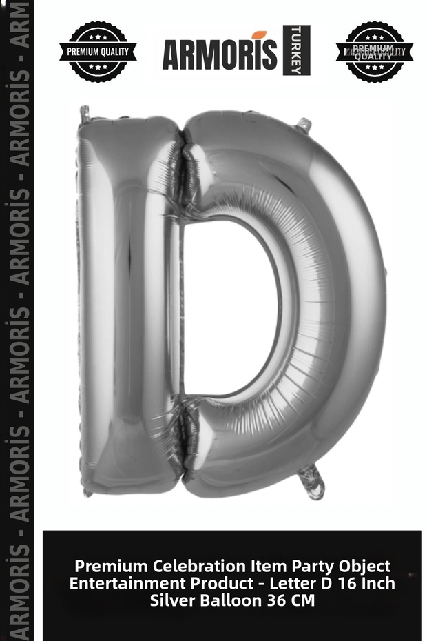Premium Celebration Item Party Item Entertainment Product D- Letter 16 Inch Silver Color Balloon 36 cm