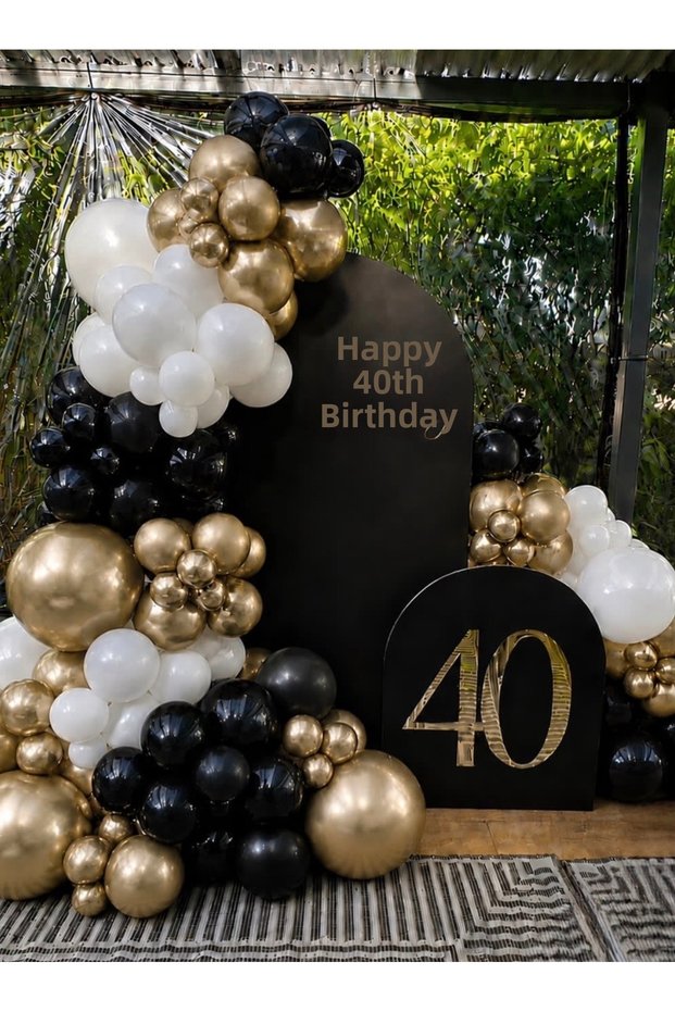 Black White Gold Chrome Balloon Chain Set of 100