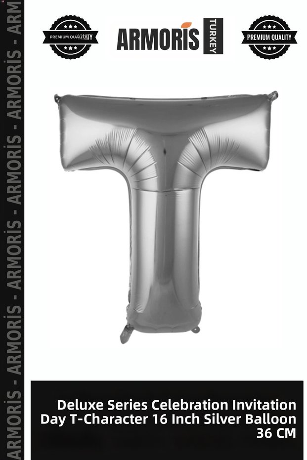 Delux Series Celebrations Invitation Day T- Letter 16 Inch Silver Color Balloon 36 cm