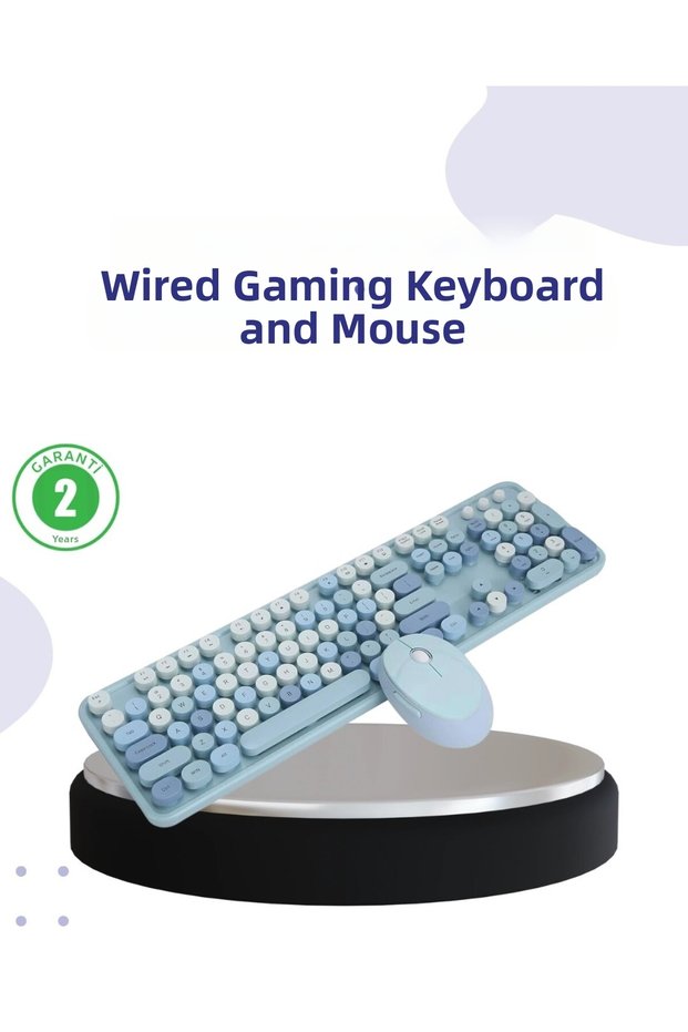 Wireless Retro Keyboard and Mouse Set – 104 Keys, Silent Typing