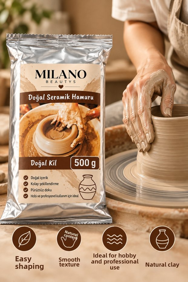 Natural Ceramic Clay 500 Gr – Brown Moldable Clay, Pottery, Sculpture, and Hobby Clay
