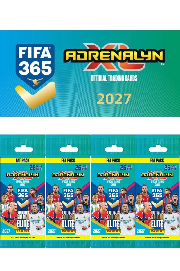 Licensed 2027 Panini Fifa 365 Adrenalyn XL 4 Fatpack (26 Cards in 1 Pack=104 Cards in Total) Football Player Cards