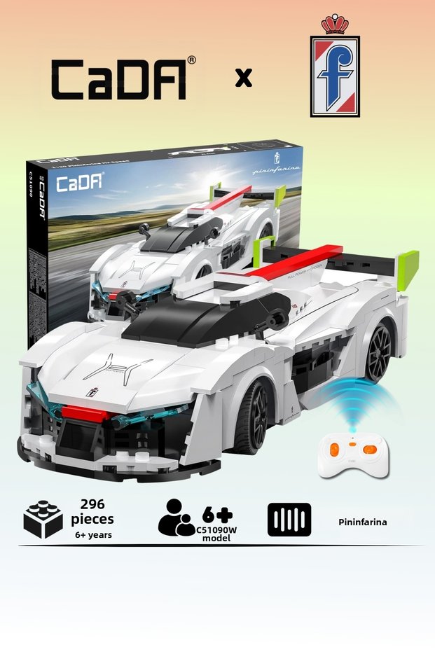 Pininfarina-H2 Speed Licensed Race Car with 296 Pieces Blocks and 2.4Ghz Remote Control - Bluetooth Controlled Via Mobile App, Bpa-Free Quality Abs Plastic Technical Building Blocks Toy Set