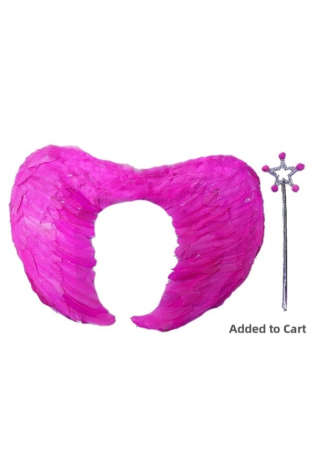 Spt-Gld Real Feather Foldable Children's Pink Angel Name and Scepter Set (200618) 40X55 cm
