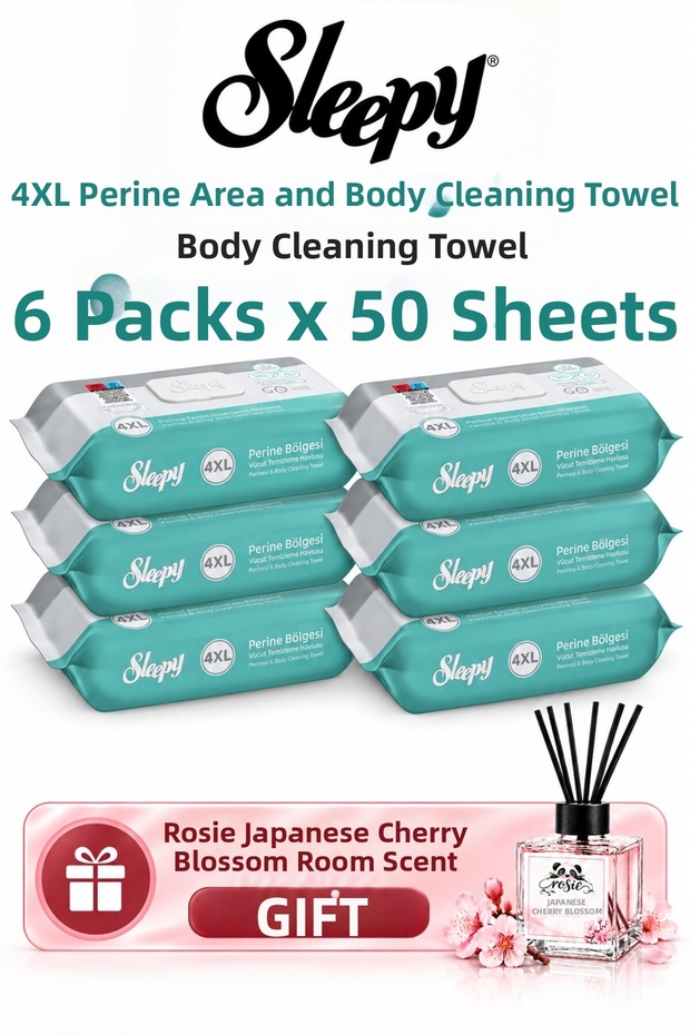 4XL Perineal Area and Body Cleansing Towel Mega Set of 6 50 Sheets - Rosie Room Fragrance Gift