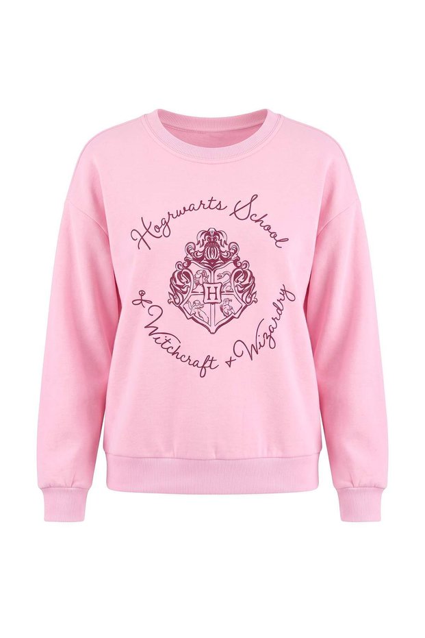 Light Pink Harry Potter Licensed Printed Crew Neck Knitted Sweatshirt Twoaw27Sw00097